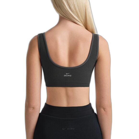 Nike Skims Ribbed Scoop Neck Sports Bra in Obsidian - Women's M - NEW with Tags - Picture 2 of 7